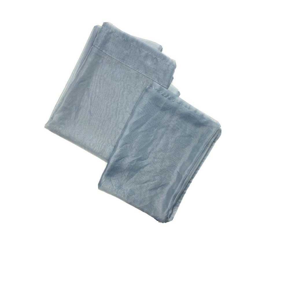 2 Sheer Curtains Panels Drapes Pair Medium Blue Solid 70 in Long Window Bedroom